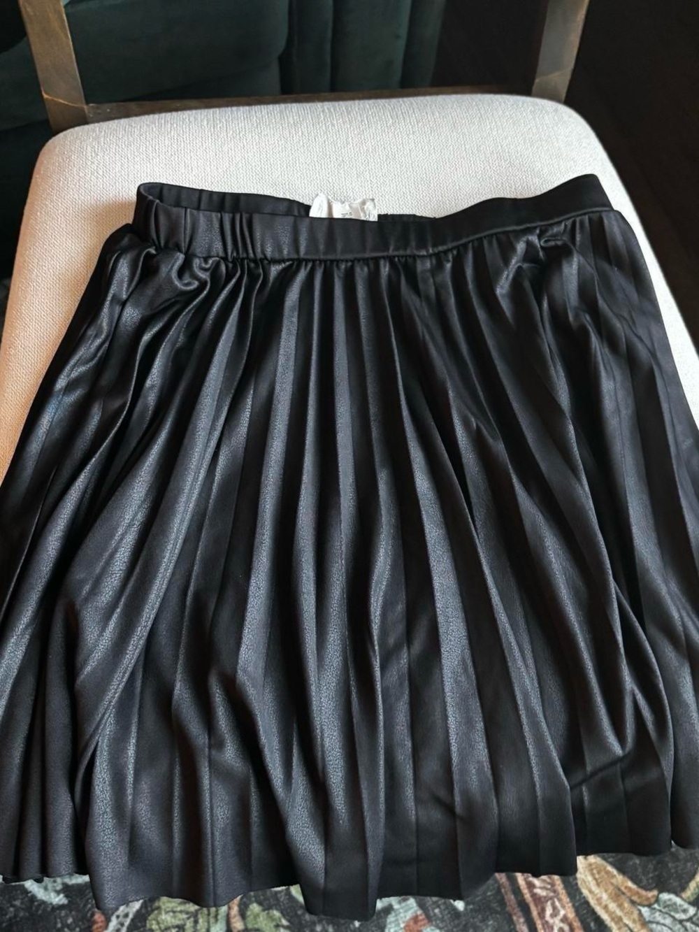 La Hearts Black Faux Leather Pleated Skirt